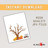 Autumn-themed handprint tree craft for kids, featuring vibrant fall colors and a ‘Happy Fall’ message. Perfect for seasonal art activities, this craft captures the essence of autumn with colorful handprints forming the leaves of a tree.