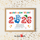 2026 New Year handprint craft featuring a colorful handprint, festive design, and personalization.