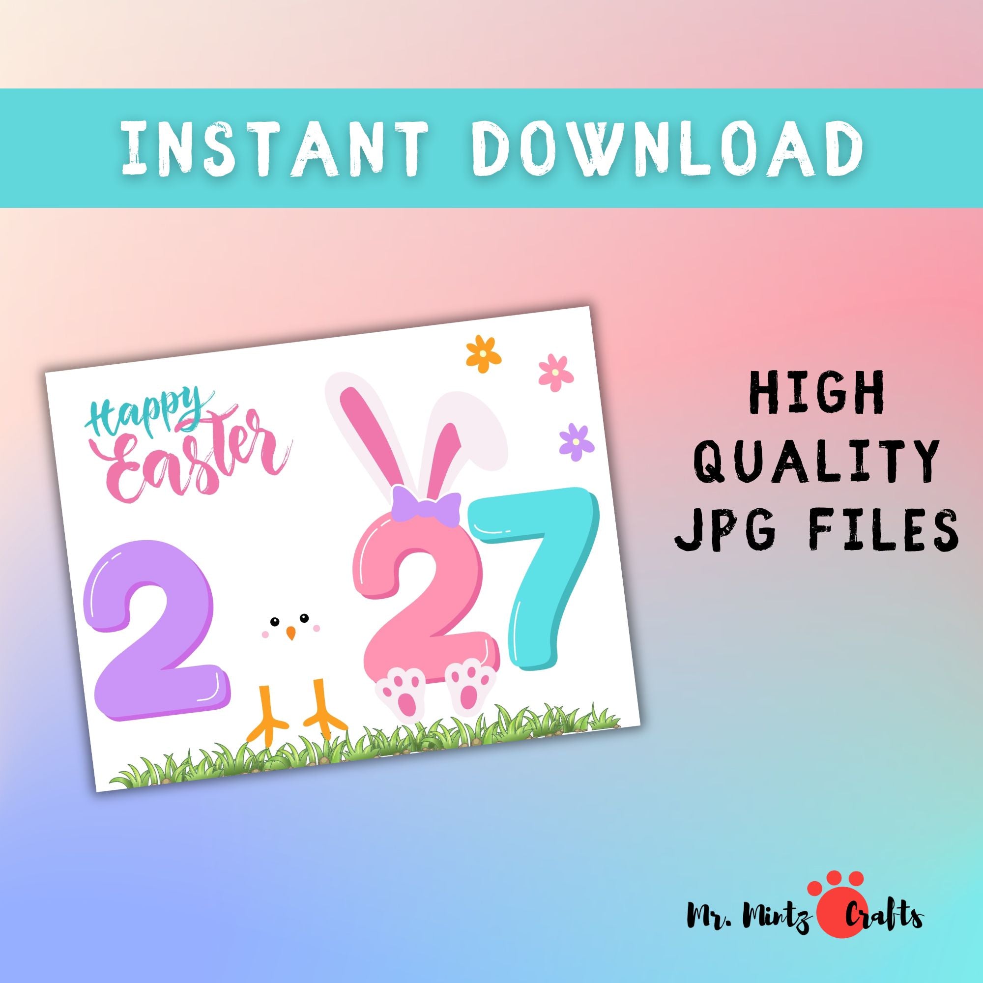 Happy Easter Chick & Bunny Handprint Craft for Kids Printable – Mr