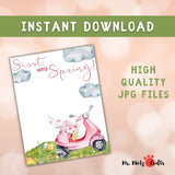 Spring handprint craft featuring a scooter with blooming flowers, a fun printable for kids to celebrate the season.