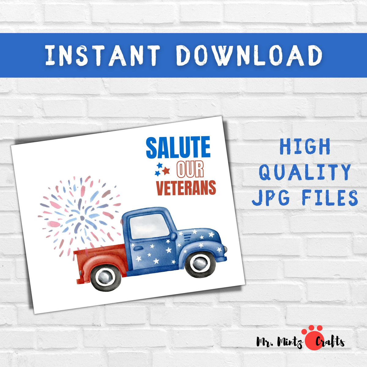 Veterans Day Handprint Craft Kit for Kids Patriotic Truck DIY