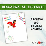 Plantilla imprimible española con diseño de huella roja transformada en una bailarina flamenca con abanico, decorada con guirnaldas y fuegos artificiales.