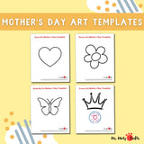 Printable Mother’s Day silhouette art activity for kids. Children use chalk or pastels to shade around the cutout and reveal a glowing image of a mother and child — a perfect handmade classroom or at-home gift for moms and grandmas.