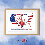 Veterans Day handprint craft with heart and USA map honoring veterans