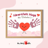 Valentine’s Day handprint craft with a cute heart design and handprint hugs for kids.