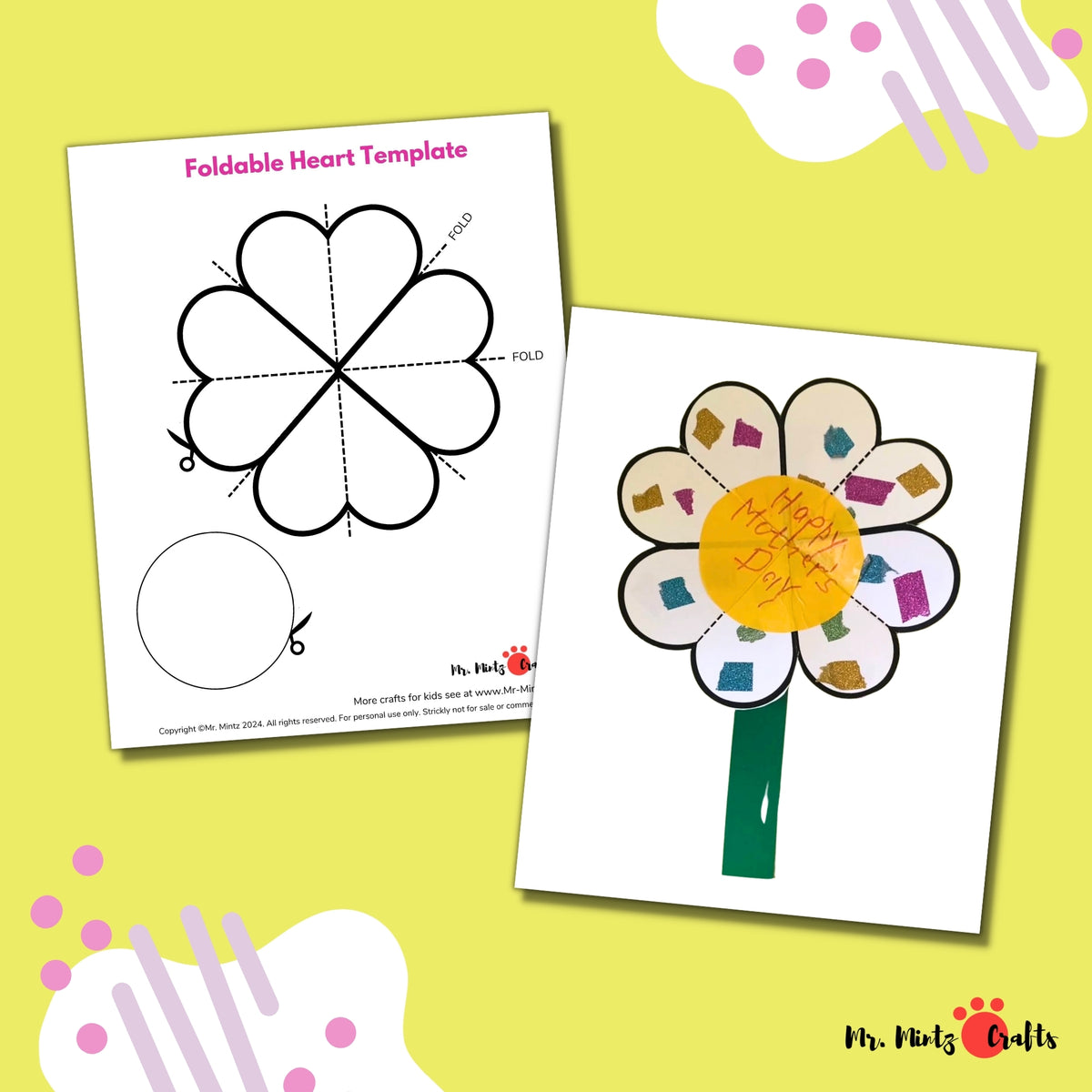 Easy Paper Heart Flower Craft for Kids – Mintz: Easy Crafts