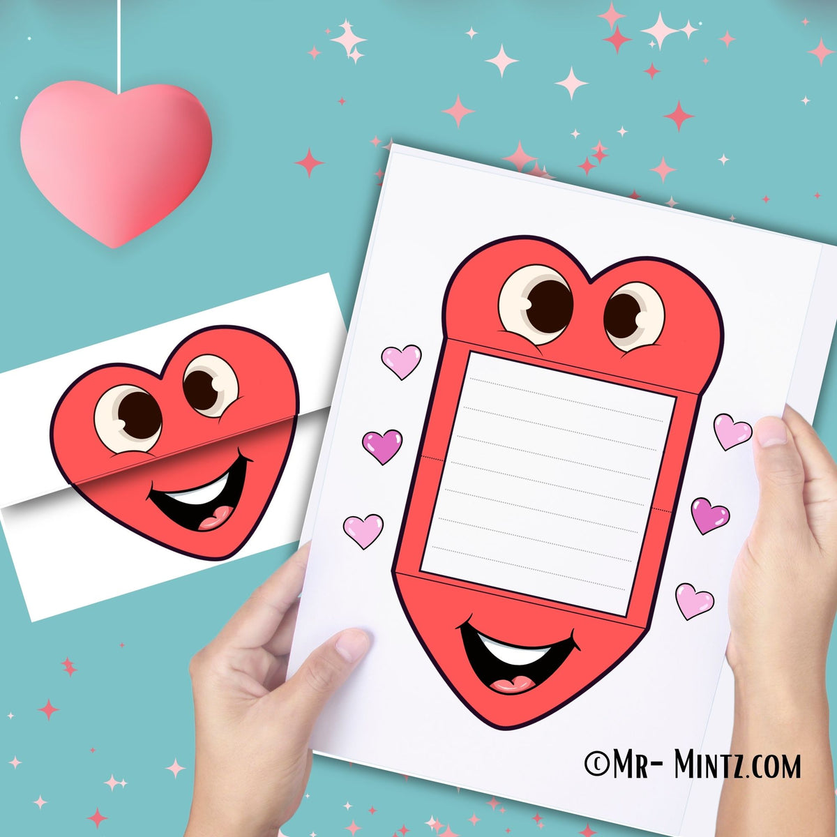 Printable Folding Heart Cards – Color & Black-and-White
