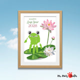 Personalised Leap Year handprint art, perfect for a Leap Day baby birthday card, celebrating February 29th with a cheerful frog design, ready to print.