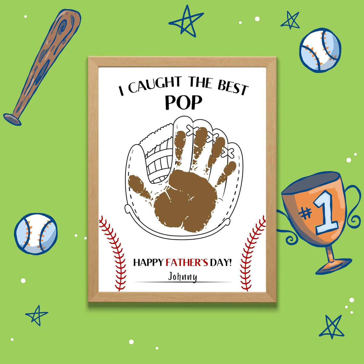 Father’s Day Baseball Handprint Craft – I Caught the Best Pop – Mr ...