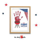 Celebrate Labor Day with a patriotic handprint BBQ craft, featuring a red handprint as BBQ smoke and the American flag. Perfect for kids’ holiday art projects.