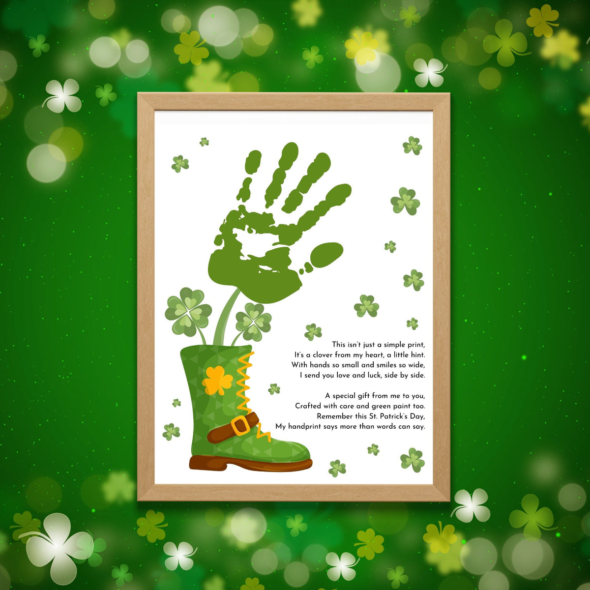 St. Patrick's Day Handprint Keepsake – Clover Printable with Poem