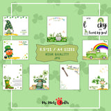 St. Patrick’s Day handprint craft bundle featuring 9 unique printable designs, including leprechauns, shamrocks, rainbows, and festive decorations for kids.