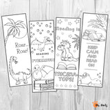 This fun set of printable coloring dinosaur bookmarks are a fun activity for kids!