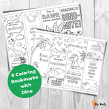 This fun set of printable coloring dinosaur bookmarks are a fun activity for kids!