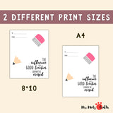 Teacher Appreciation Week DIY printable featuring a pencil and handprint design with the text 'The influence of a good teacher cannot be erased.' Personalize with 'To' and 'From' for a heartfelt gift."