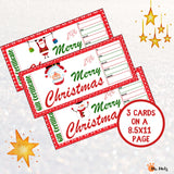These gift certificates can be given to friends at a Christmas party.