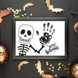 This Halloween Skeleton handprint art craft is perfect is an easy personalized gift for mom, dad, grandma, grandpa or any family member!