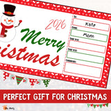 These gift certificates can be given to friends at a Christmas party.