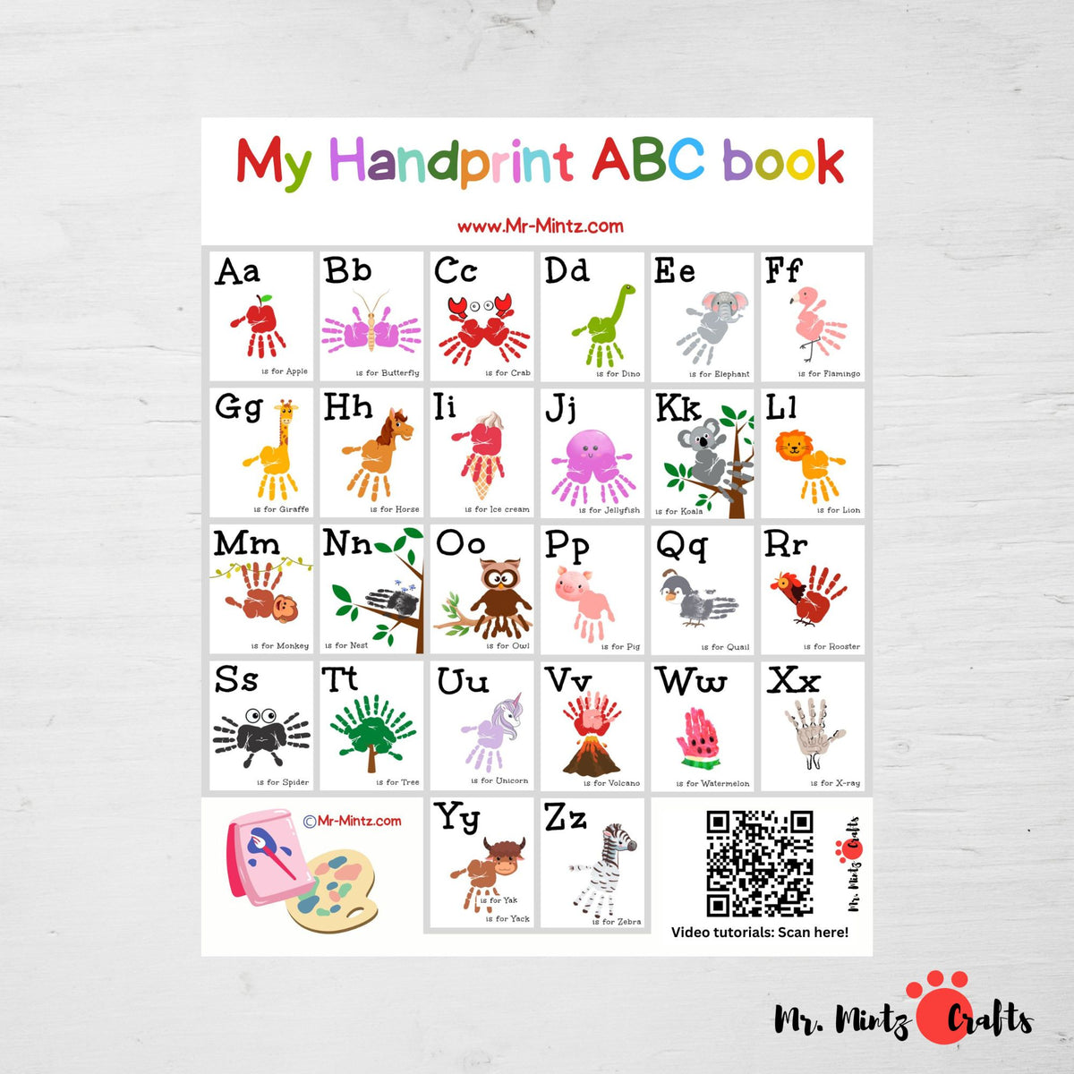 handprint-alphabet-book-printable-mr-mintz-crafts for Free Printable Abc Books For Preschoolers Handprint Alphabet Book Printable – Mr. Mintz Crafts for Free Printable Abc Books For Preschoolers