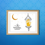 Printable Ramadan Handprint Art Craft with stars and moon, serving as creative Islamic Crafts for Kids or a special Ramadan Gift from Kids to beautify any Ramadan Decor.