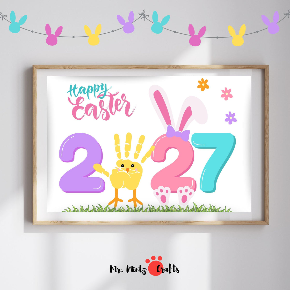 Happy Easter Chick & Bunny Handprint Craft for Kids Printable – Mr