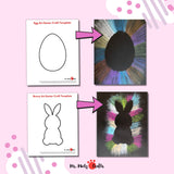 Bunny, egg and cross outline for Easter chalk and flower crafts.