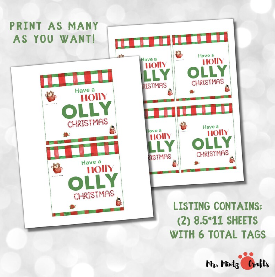 Holly Jolly Christmas Candy Cane Holder Template – Mr. Mintz Crafts