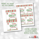 Customizable 'Holly Jolly Christmas' candy cane and lollipop holder. The design includes a white space for personalization and the text 'Have a HOLLY JOLLY Christmas in cheerful red and green fonts.