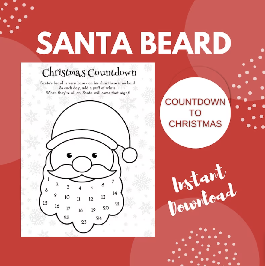 Santa Countdown Printable Mr Mintz Crafts