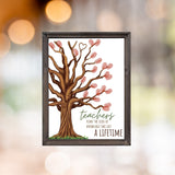 Printable teacher thank you craft with a handprint tree and the quote “Teachers plant the seeds of knowledge that last a lifetime.” Perfect for Teacher Appreciation Week or Teacher’s Day. Add children’s handprints as leaves for a heartfelt classroom activity.