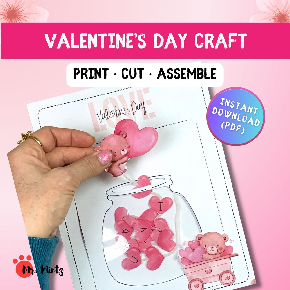 Valentine Gift Craft Printable for Kids | Love Jar “I Love You” Instant ...