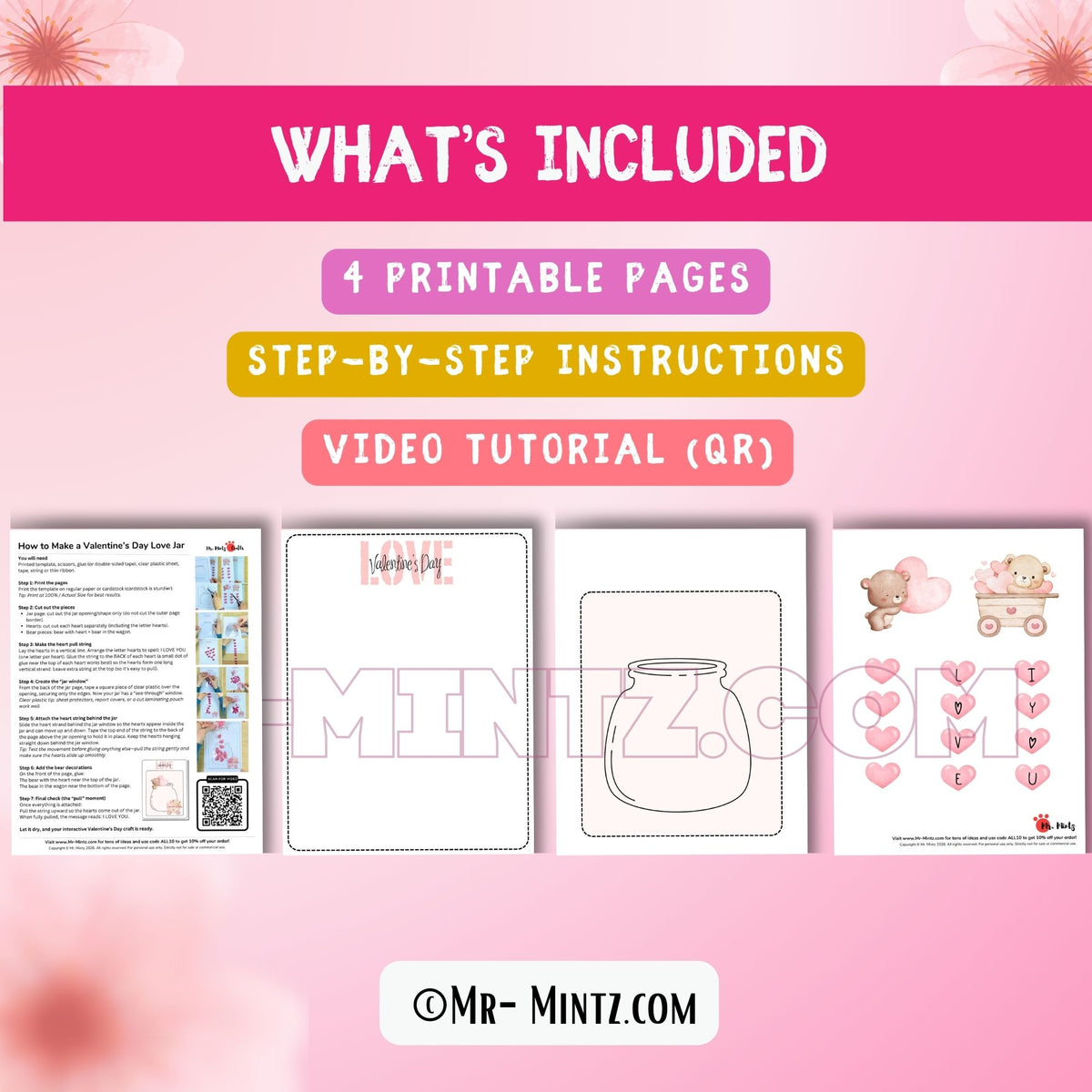 Valentine Gift Craft Printable for Kids | Love Jar “I Love You” Instant ...