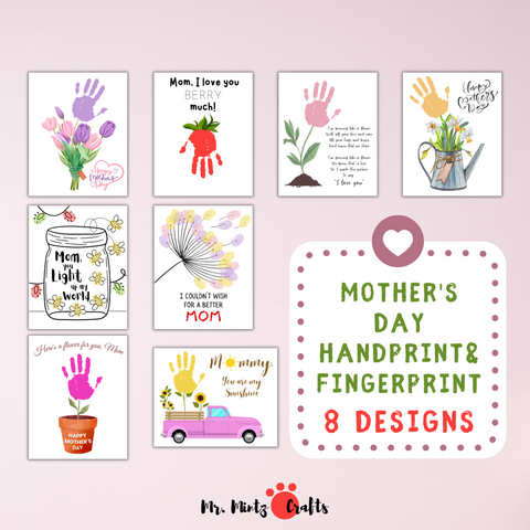 8 Mother's Day handprint and fingerprint gifts that kids can easily make for moms and grandmothers. Lovely keepsake crafts that mothers will love.