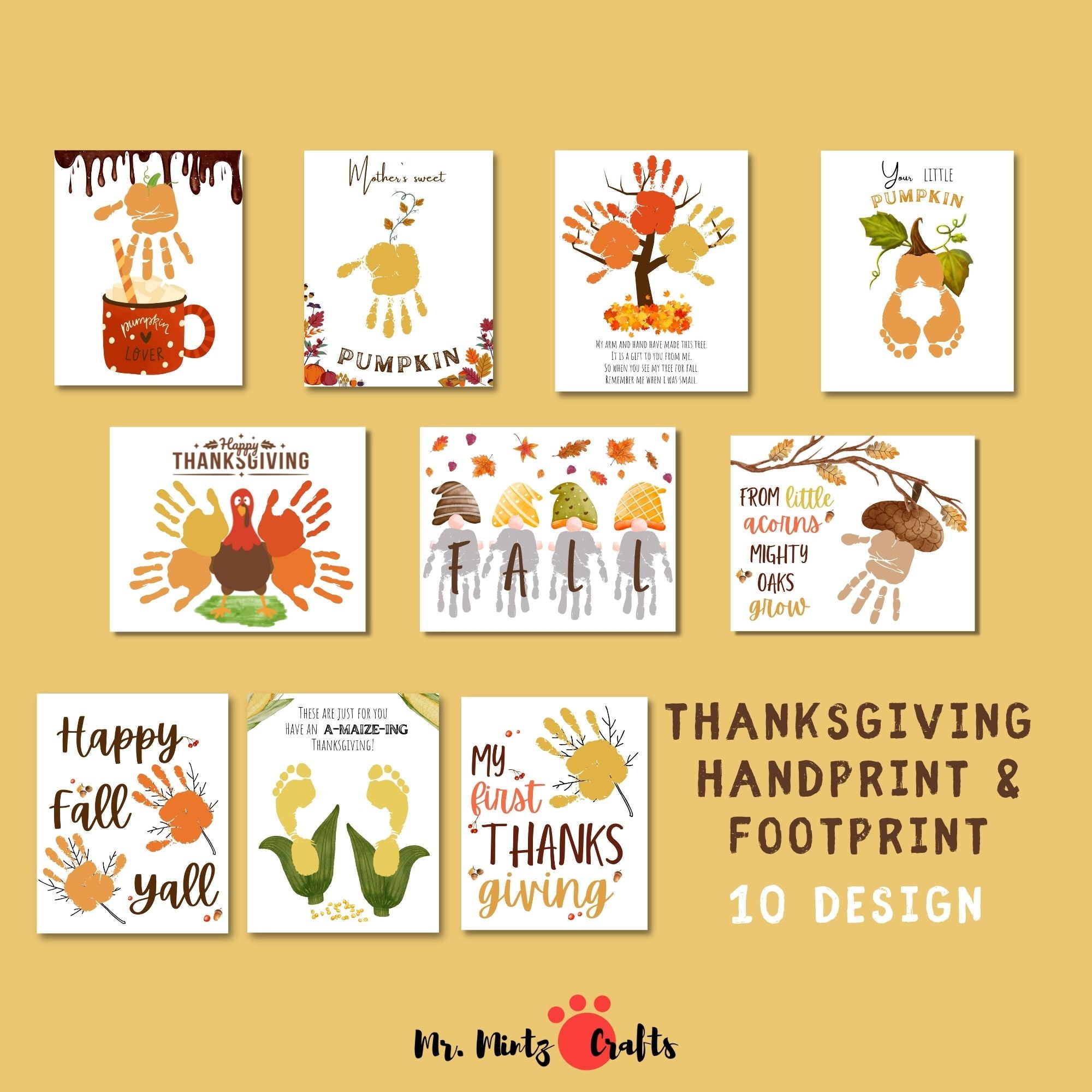 Thanksgiving Handprint Footprint Art Craft Bundle