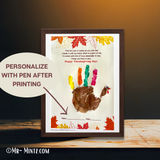 Capture time this Thanksgiving with this sweet and simple turkey handprint art template. A great craft for your daycare or preschool kids! The perfect gift for Mom, Dad or the Grandparents!