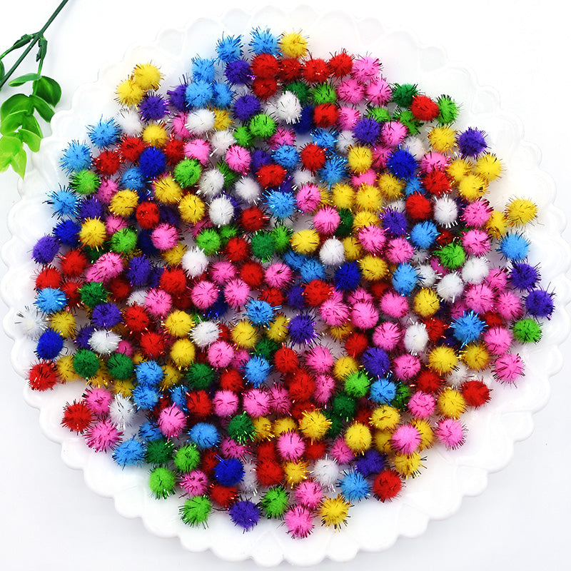 Tinsel Pom Poms Multicolour Mixed Sizes 100pcs 