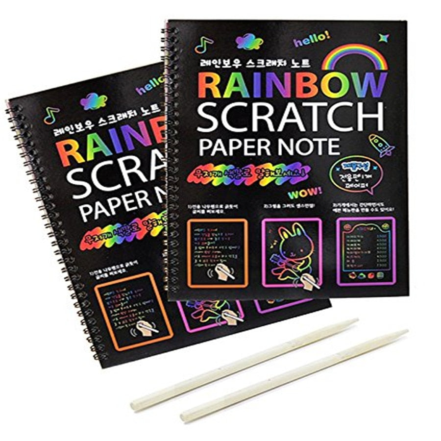 Scratch Art Book for Kids, 10 Large Rainbow Scratch Paper – Mr