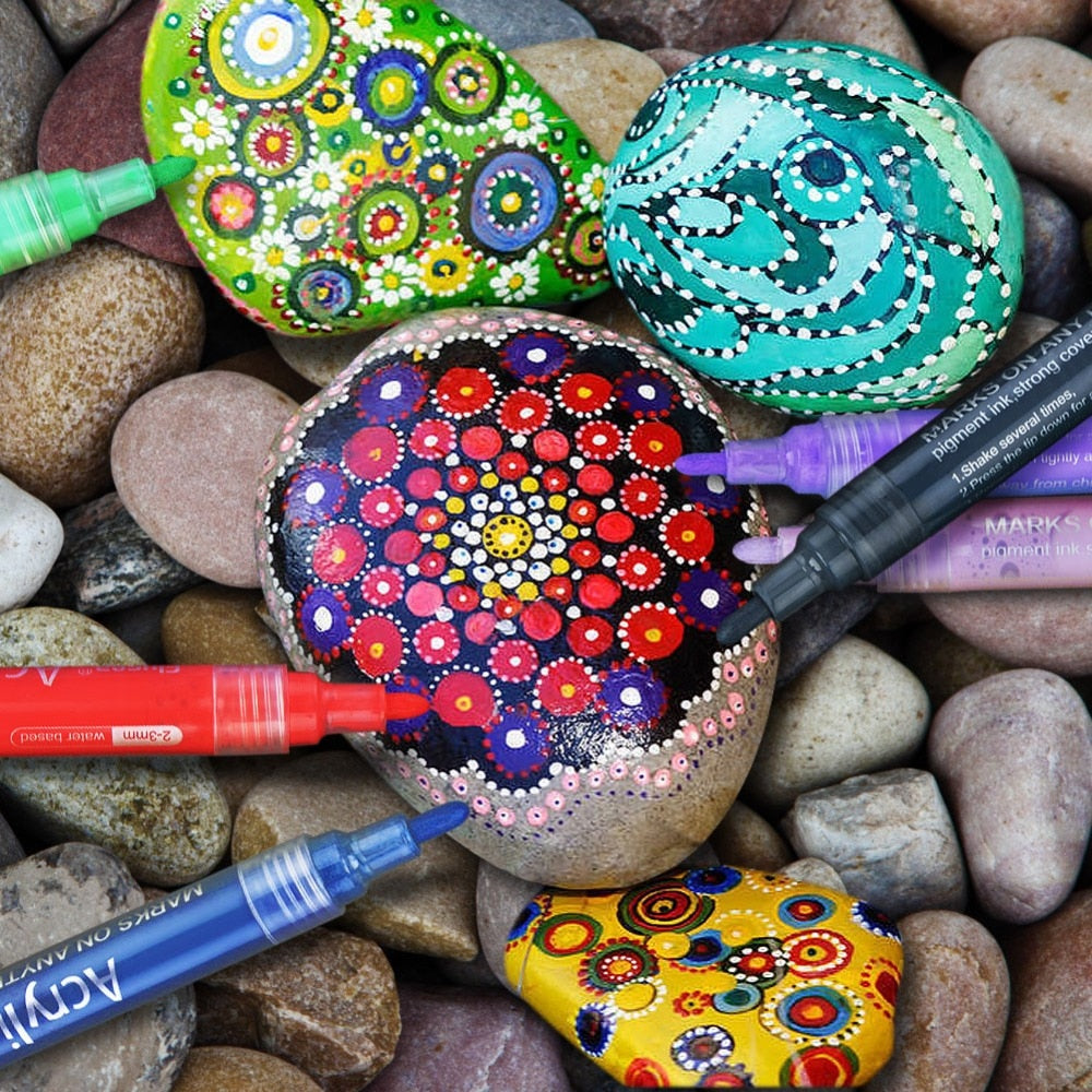 Acrylic Paint Pens for Rock Painting / 0.7mm / 12 and 24 Colors
