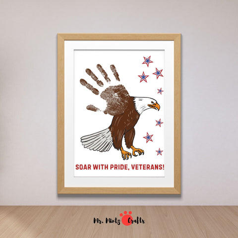 Veterans Day and Memorial Day handprint craft with bald eagle