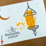 Printable Ramadan Handprint Art Craft with stars and moon, serving as creative Islamic Crafts for Kids or a special Ramadan Gift from Kids to beautify any Ramadan Decor