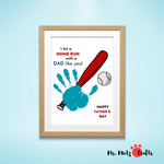 Handprint Keepsake Art Craft for Father’s Day featuring a baseball theme. Perfect gift from kids, babies, and toddlers. DIY printable for a personalized and memorable gift. Ideal for baseball-loving dads. Digital download for easy printing at home.