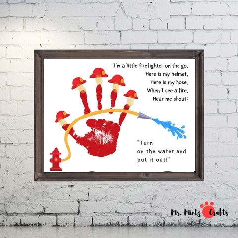 Celebrate Dad's heroism with our firefighter handprint craft. Kids create a masterpiece with the poem "I'm a little firefighter on the go." A heartfelt Father's Day gift that honors his bravery and love.
