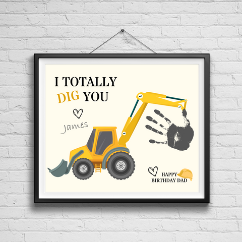 Celebrate your construction-loving dad's birthday with our handprint craft that says, I totally dig you! This personalized gift is a heartfelt way to show your appreciation. Perfect for construction-themed birthdays, it promotes creativity and captures cherished memories.