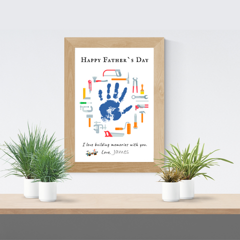 Father's Day handprint art for dad. A fun handprint idea for toddlers and preschoolers that looks like dad!