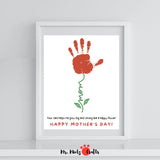 A unique handmade keepsake to warm her heart! Print this vibrant handprint flower craft, have your child stamp their handprint, and gift an unforgettable homemade treasure shell cherish forever. The perfect Mothers Day gift for moms and grandmas!