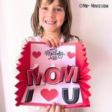 Printable pop-up Mother’s Day card craft for kids with 3D “MOM” message inside. Great for classroom gifts or at-home projects.