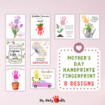 This Mothers Day handprint set includes You are my Sunshine, Happy Mothers Day, Here is a flower for you, Grandma,  I couldnt wish for a better Grandma, Grandma, I love you BERRY MUCH, Grandma, you light up my world etc.