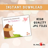 Valentine’s Day hedgehog handprint craft for kids, featuring a cute design and personalization.