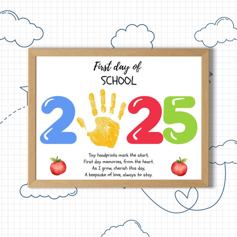 Celebrate the first day of school with our fun handprint craft! Kids can create a unique keepsake featuring a red apple and yellow pencil design. Perfect for back-to-school activities and classroom projects, this craft helps develop fine motor skills and captures special memories.
