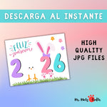 Imprimible de Pascua 2026 “Feliz Páscoa” para niños, ideal como manualidad en casa o en el aula. El diseño presenta una huella de mano en forma de pollito, orejas de conejo sobre el número dos, césped decorativo y flores de colores. Perfecto para celebrar Pascua con actividades creativas y educativas en preescolar, jardín o educación infantil. Incluye dos formatos JPG: A4 y carta.